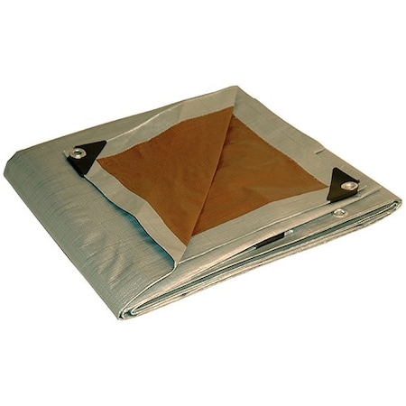 Foremost Tarp Super Heavy Duty Tarp, 20 Ft x 30 Ft, 10 Mil Reversible Tarp, Silver/Brown, Polyethylene 22030